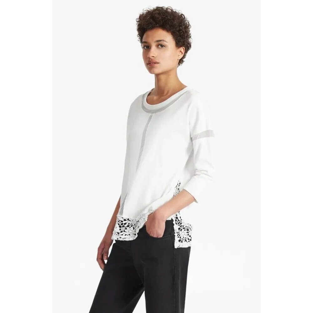 French Connection Noland Mesh Panelled Lace Top Small Boho Cottagecore